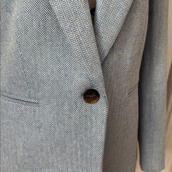 New J. Crew Herringbone one button blue blazer sz 6 - Picture 11 of 14